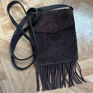 Boho Fringe Leather Mini Crossbody